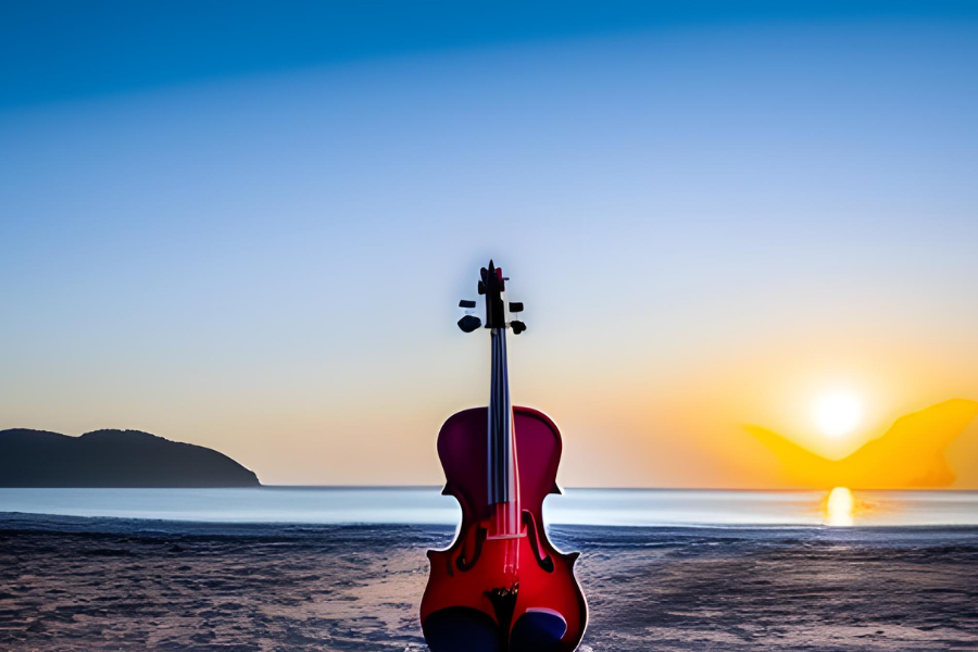 "The sweet melody of the violin reached my ears as I walked along the beach, creating a peaceful and serene atmosphere." "The sweet melody of the violin reached my ears as I walked along the beach, creating a peaceful and serene atmosphere."